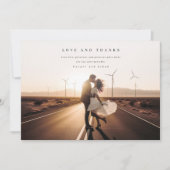 Carte de remerciements photo de mariage élégant et (Devant)