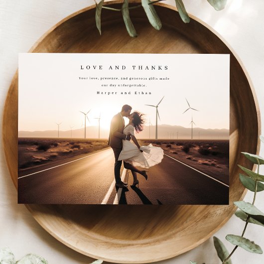 Carte de remerciements photo de mariage élégant et