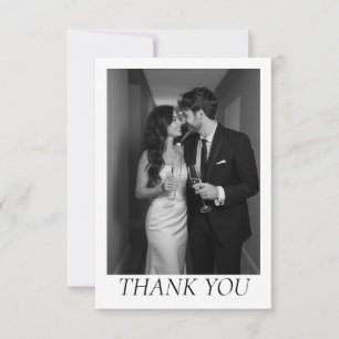 Carte De Remerciements Photo de mariage élégant et minimaliste au cœur de