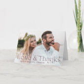 Carte De Remerciements Photo de mariage élégant violet Love and Thanks (Devant)
