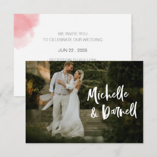 Carte De Remerciements Photo de mariage élégante avec le Coeur d'Amour Sc