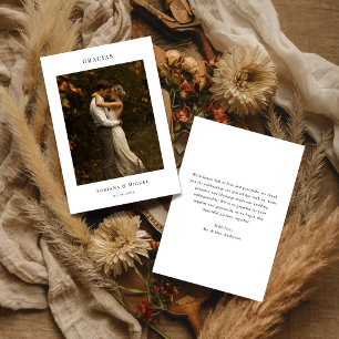 Carte De Remerciements Photo de mariage espagnol élégant moderne Gracias