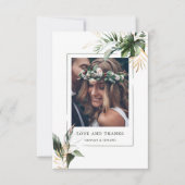 Carte de remerciements photo de Mariage Feuille tr (Devant)