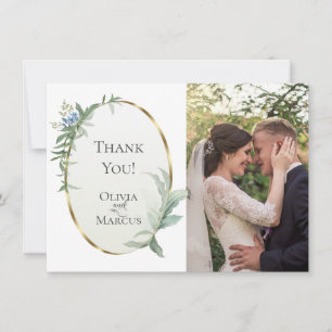 Carte De Remerciements Photo de mariage Feuilles tropicales élégantes m