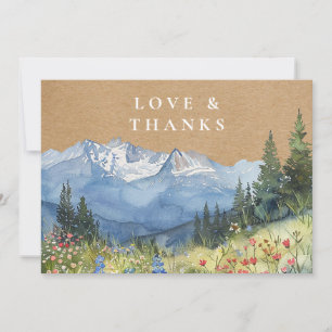 Carte De Remerciements Photo de mariage floral de fleurs sauvages de mont