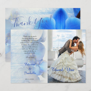 Carte De Remerciements Photo de mariage floral d'orchidée bleue tropicale