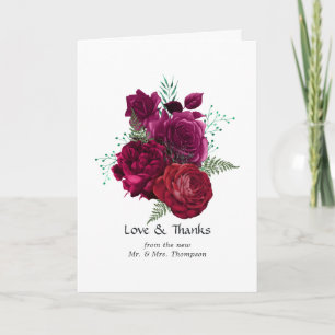 Carte De Remerciements Photo de mariage floral Viva Magenta