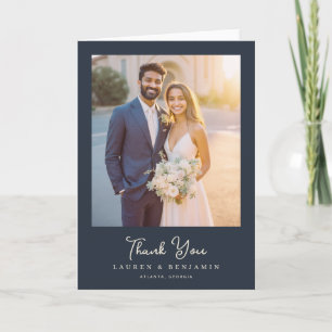 Carte De Remerciements Photo de mariage formel de la marine joyeuse