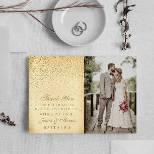 Carte De Remerciements Photo de mariage glamour vintage avec confettis do