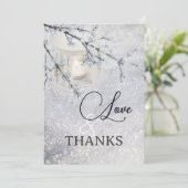 Carte de remerciements photo de mariage hivernal d (Debout devant)