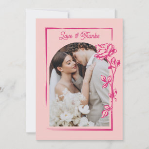 Carte De Remerciements Photo de mariage Illustration de rose rose chaud