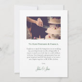 Carte De Remerciements Photo de mariage, mariage aux feuilles vertes (Dos)