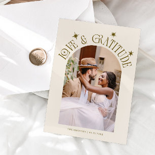 Carte De Remerciements Photo de mariage minimaliste Love & Gratitude sur