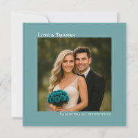 Photo de mariage minimaliste sarcelle carré avec a