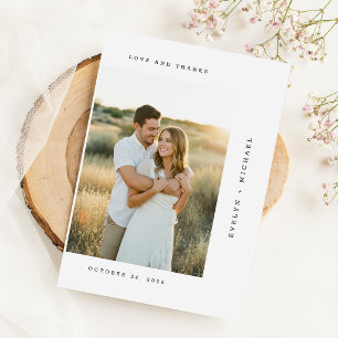 Carte De Remerciements Photo de mariage moderne avec écriture élégante