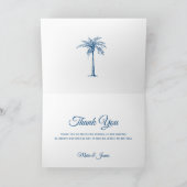 Carte De Remerciements Photo de mariage moderne Blue Palm Beach (Intérieur)