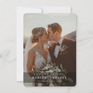 Carte De Remerciements PHOTO DE MARIAGE moderne élégant chic esperluette 