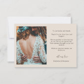 Carte De Remerciements Photo de mariage moderne Emerald Green Black Elega (Dos)