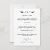 Carte de remerciements photo de mariage moderne et (Dos)