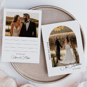 Carte De Remerciements Photo de mariage Moderne Minimaliste Meilleur Jour