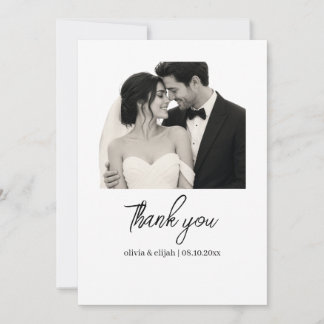 Carte De Remerciements Photo de mariage moderne minimaliste simple et élé