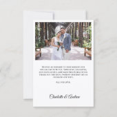 Carte De Remerciements Photo de mariage moderne simple (Dos)