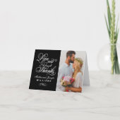 Carte De Remerciements Photo de mariage noir et blanc avec amour et remer (Devant)