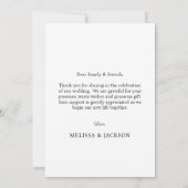 Carte De Remerciements Photo de mariage noir et blanc avec écriture moder (Dos)