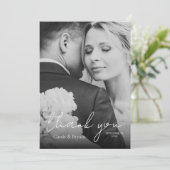 Carte De Remerciements Photo de Mariage noir et blanc moderne (Debout devant)