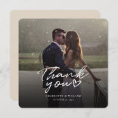 Carte De Remerciements Photo de mariage remerciements élégants écrits à l (Devant / Derrière)