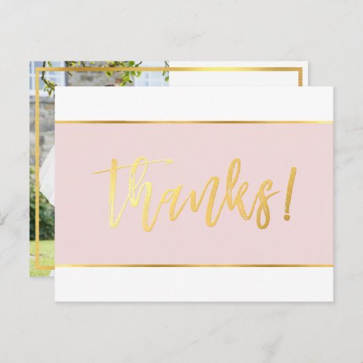 Carte De Remerciements PHOTO DE MARIAGE REMERCIEMENTS moderne rose blush  (Devant / Derrière)