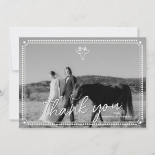 Carte De Remerciements Photo de mariage rustique country sud-ouest Note