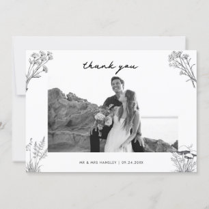 Carte De Remerciements Photo de mariage rustique élégant