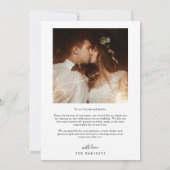 Carte De Remerciements Photo de mariage Simple Élégance (Dos)