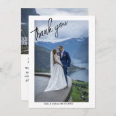 Carte de remerciements photo de mariage simple et  (Devant / Derrière)