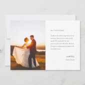 Carte De Remerciements Photo de mariage simple moderne paysage W Remarque (Dos)