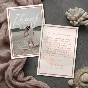 Carte De Remerciements Photo de mariage sur la plage de l'île du coucher