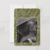 Carte De Remerciements Photo de mariage vert botanique (Devant)