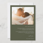 Carte De Remerciements Photo de mariage vert olive (Dos)