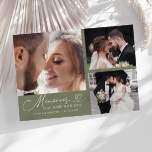 Carte De Remerciements Photo de mariage vert sauge Souvenirs faits avec a
