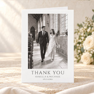 Carte De Remerciements Photo de monogramme de mariage formel classique
