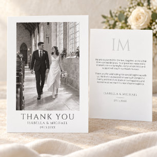 Carte De Remerciements Photo de monogramme de mariage formel classique