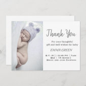 Carte de remerciements photo de naissance bébé (Devant / Derrière)