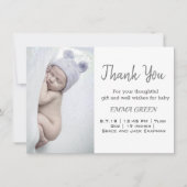 Carte de remerciements photo de naissance bébé (Devant)