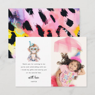 Carte De Remerciements Photo de naissance d'animal de safari mignon