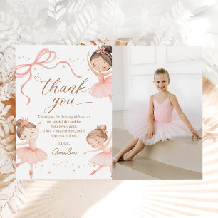 Carte De Remerciements Photo de naissance de ballerine coquette rose élég