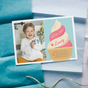 Carte De Remerciements Photo de naissance de enfants avec glace à la vani