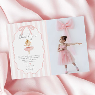 Carte De Remerciements Photo de naissance élégante ballerine rose ballet