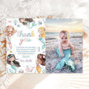 Carte De Remerciements Photo de naissance fantaisiste de sirène sous la m
