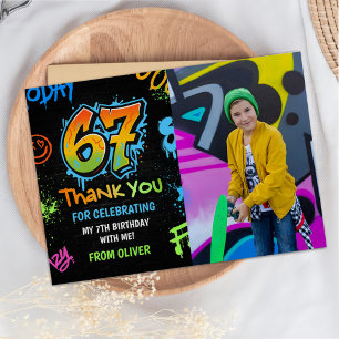 Carte De Remerciements Photo de néon graffiti Six Seven Kids pour le 7ème